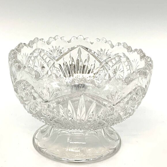 Bryce Higbee 2.25" Footed Bowl Dish Madora Arrowhead Oval Clear EAPG - Picture 7 of 11